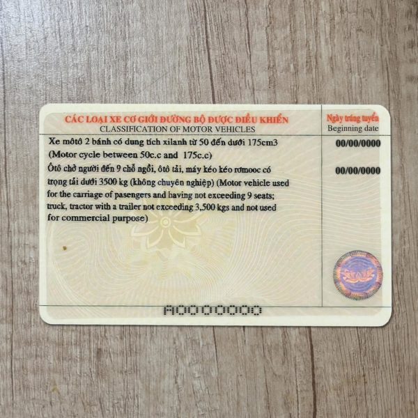 Fake Vietnam driver license template