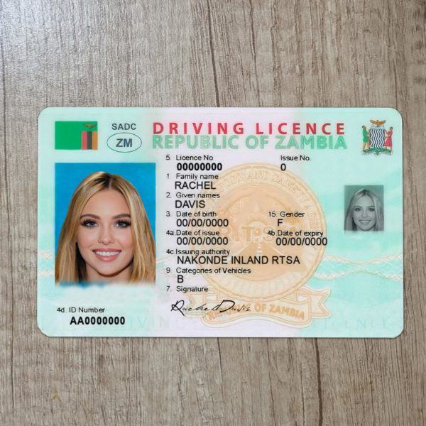 Fake Zambia driver license template