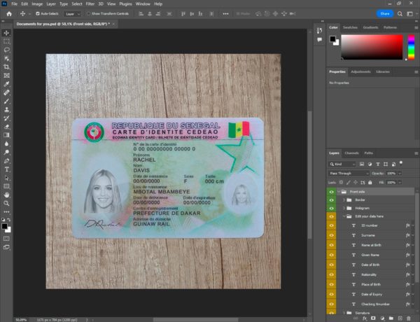Senegal Id Card Template PSD