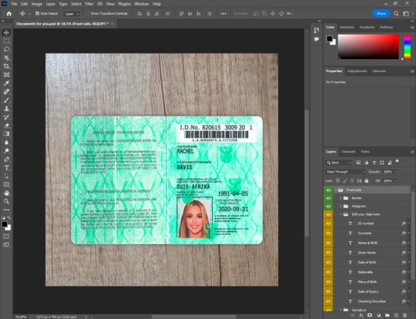 South Africa Id Card Template PSD