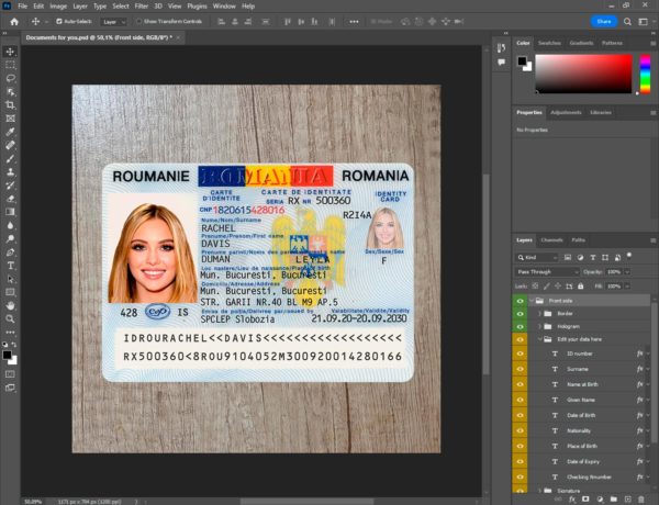 Romania Id Card Template PSD