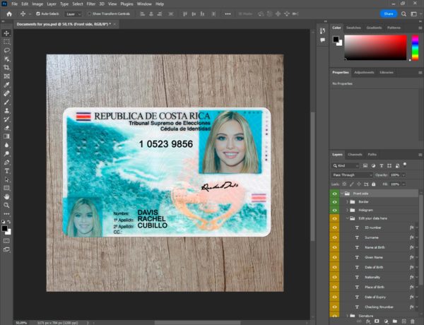 Costa Rica Id Card Template PSD