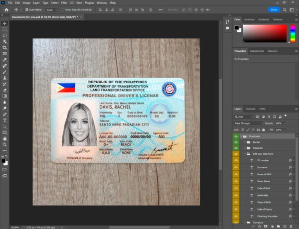 Philippines driver license template PSD