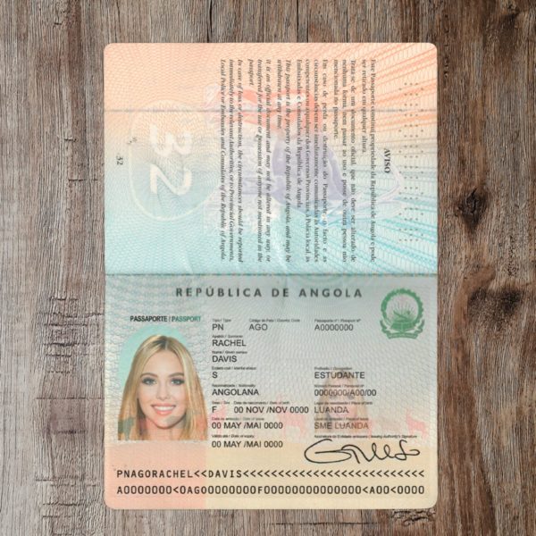 Angola editable passport template