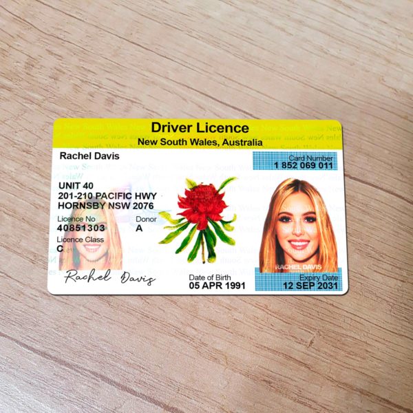 Fake Australia NSW driver license template