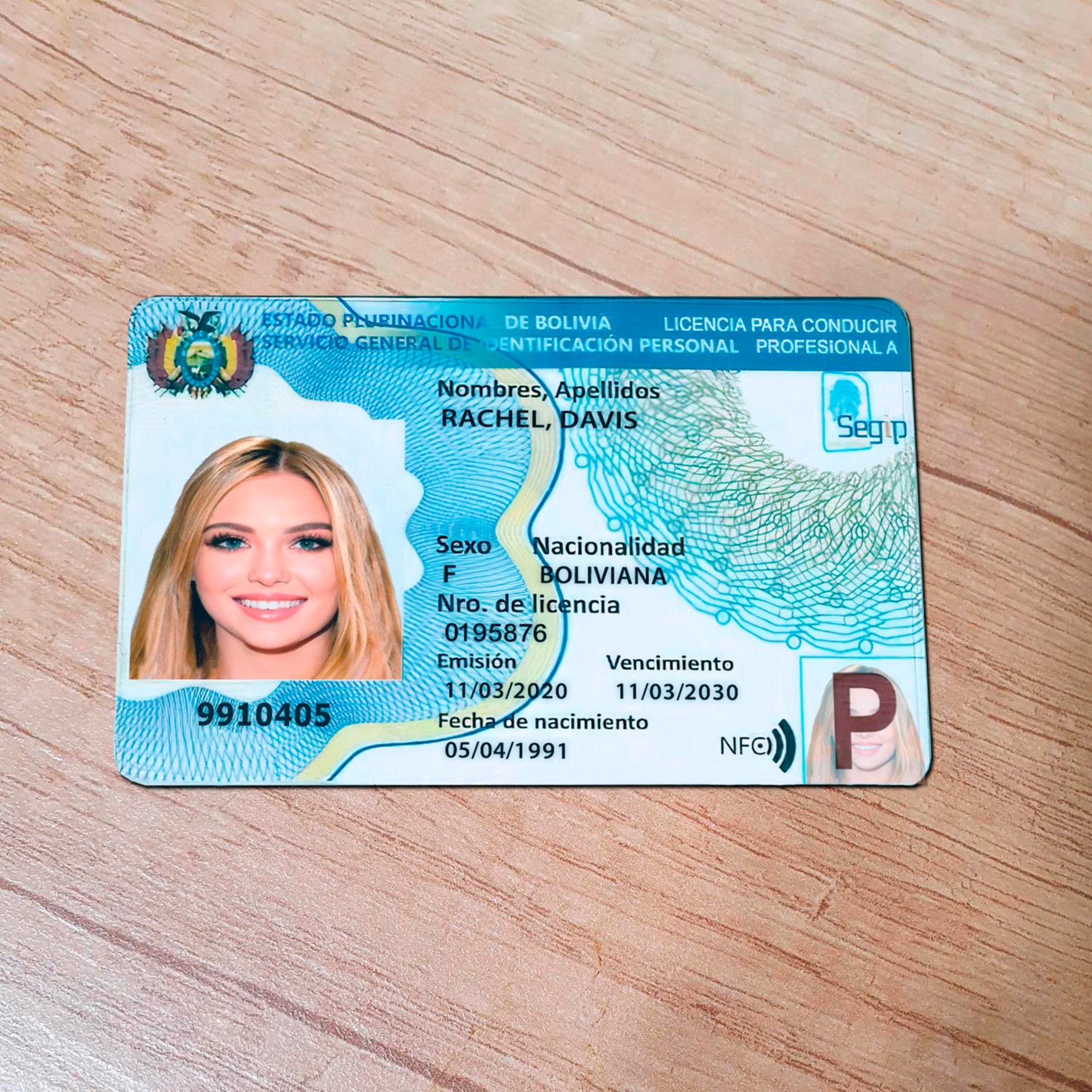 Bolivia drivers licence template
