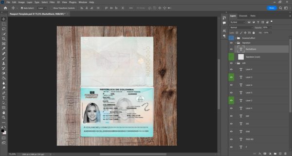 Columbia editable passport template