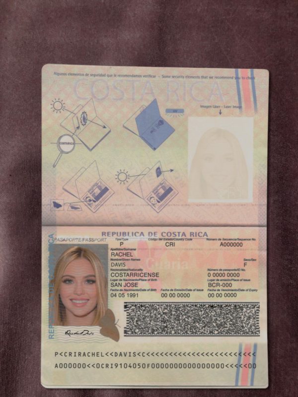 Costa Rica passport template