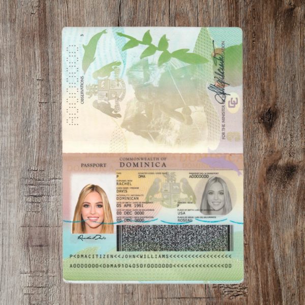 Dominica editable passport template
