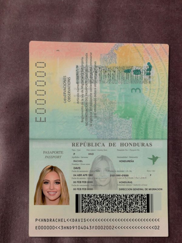 Honduras passport template
