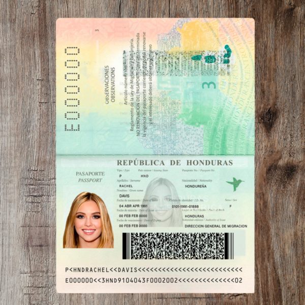 Honduras editable passport template