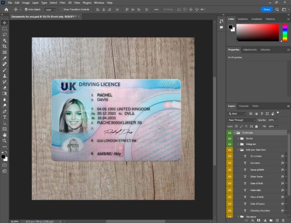 Fake Ireland 2022 driver license template