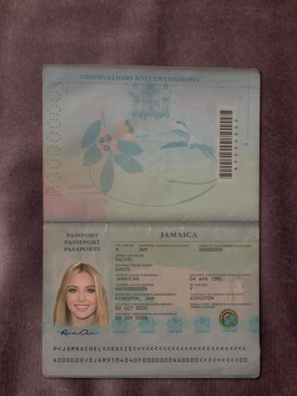 Jamaica passport template