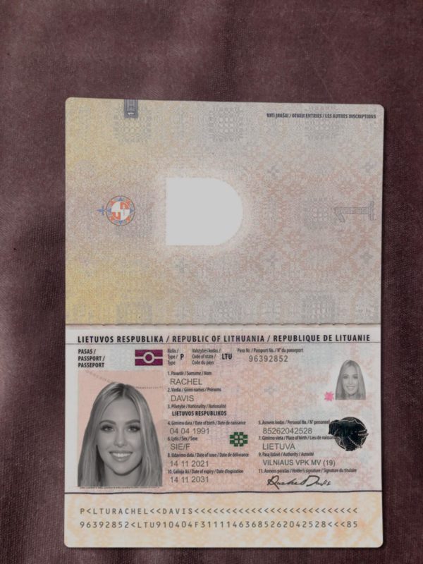 Lithuania passport template