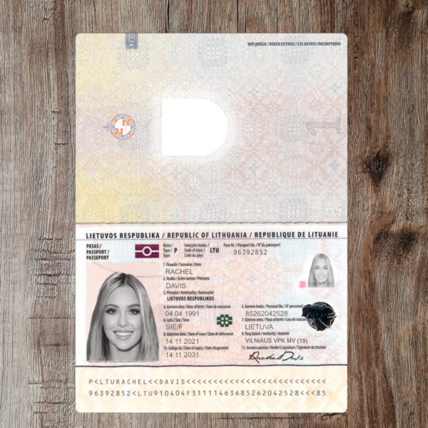 Lithuania editable passport template