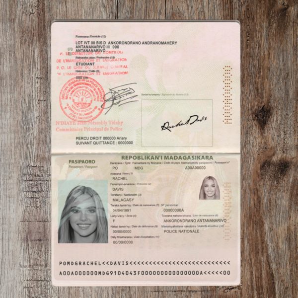 Madagascar editable passport template