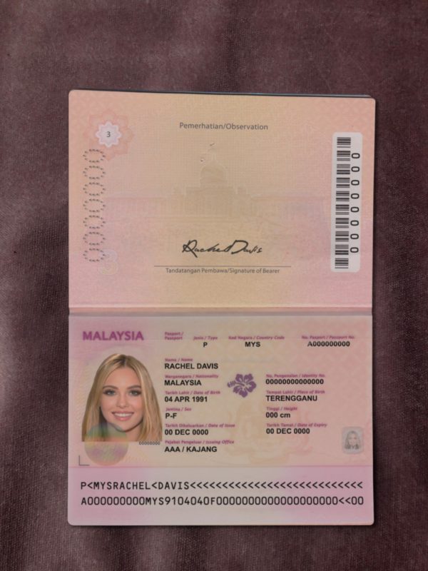 Malaysia passport template