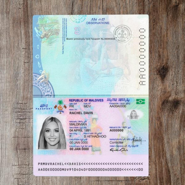 Maldives editable passport template