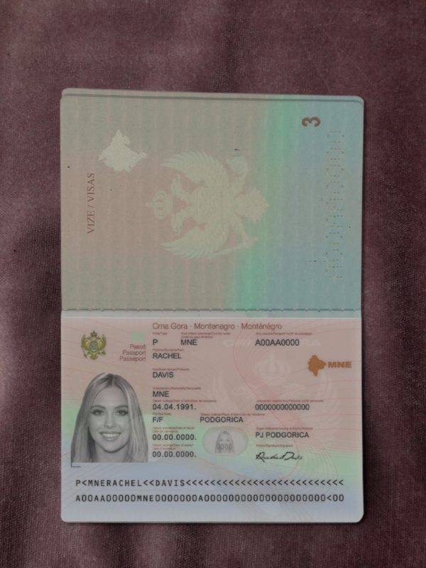 Montenegro passport template