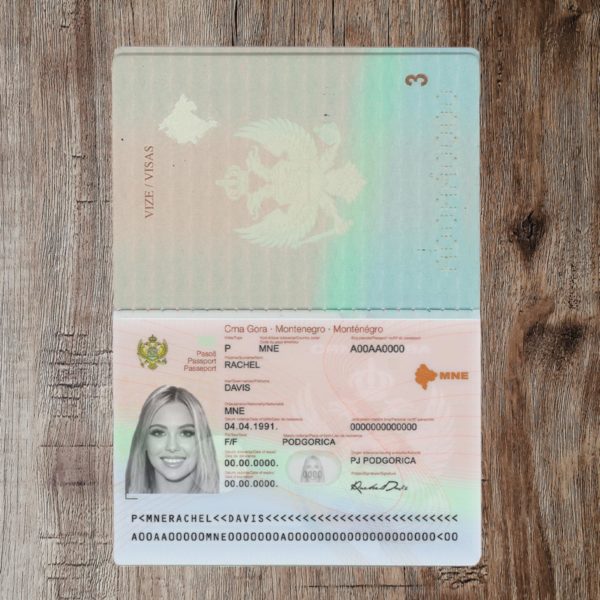 Montenegro editable passport template