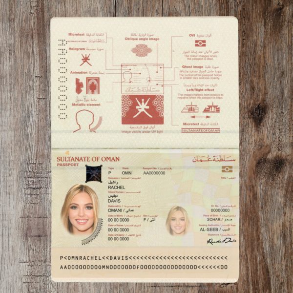 Oman editable passport template