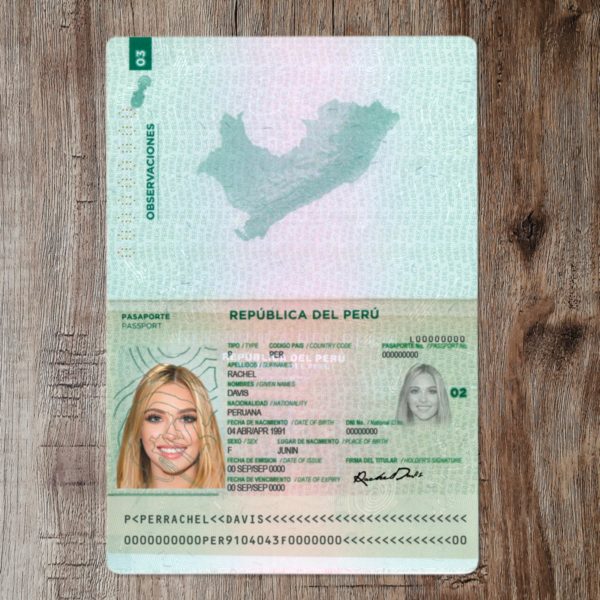 Peru editable passport template